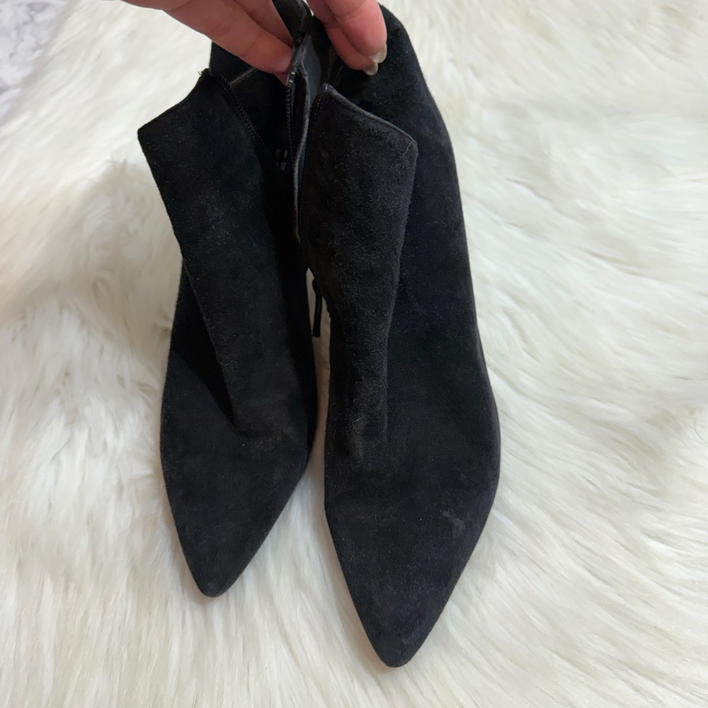 Stuart Weitzman Fur Black Heeled Boots - Picture 7 of 8